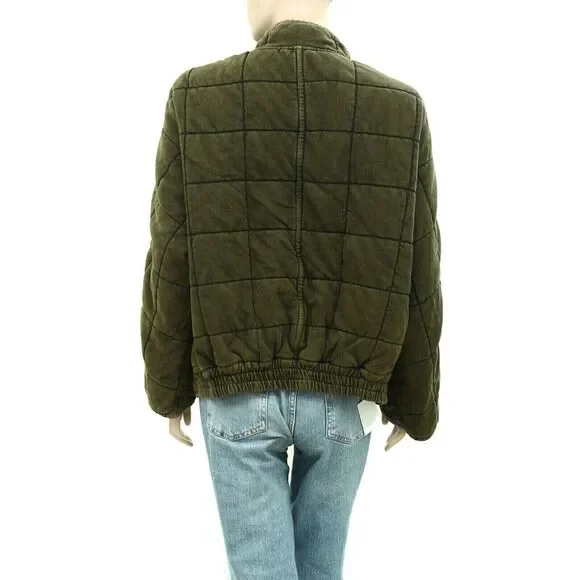 Free People Dolman Quilted Knit Jacket Top Oversized Zip-up Slouchy XS 284205